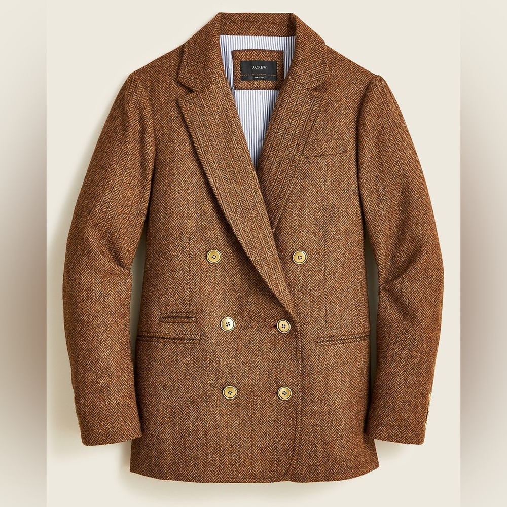 J. Crew Bristol Blazer Wool Tweed Brown Womens 4 Academia Preppy